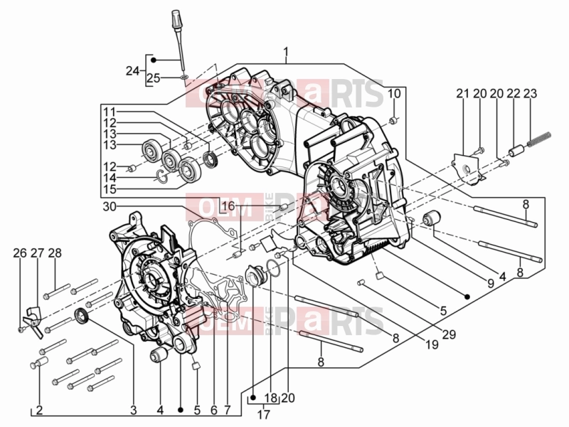 Engine » Crankcase - Piaggio Typhoon 125 4T 2V 2016