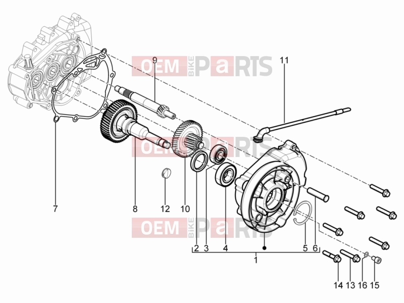 Engine » Reduction unit - Piaggio Typhoon 125 4T 2V 2017