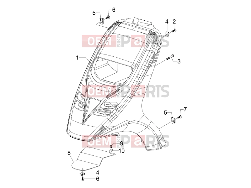 Frame - Plastic parts - Coachwork » Front shield - Piaggio Typhoon 50 2T 2007
