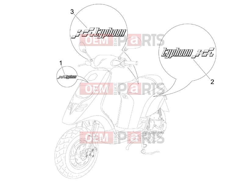 PIAGGIO Typhoon 50 2T Frame - Plastic parts - Coachwork » Plates - Emblems