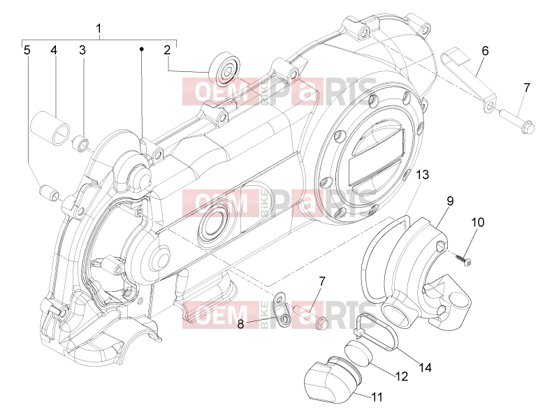 Engine » Crankcase cover - Crankcase cooling - Piaggio Typhoon 50 4T 4V E2 (USA, CA) 2012