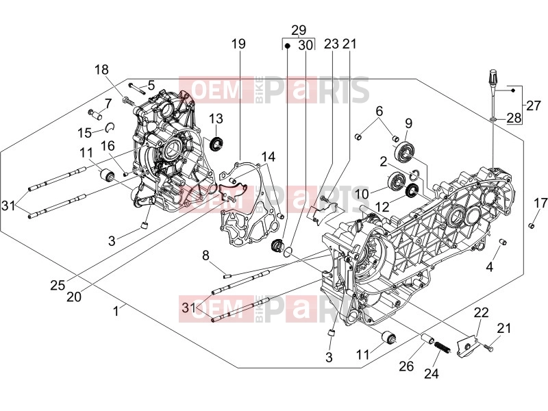 Engine » Crankcase - Piaggio X8 200 2006