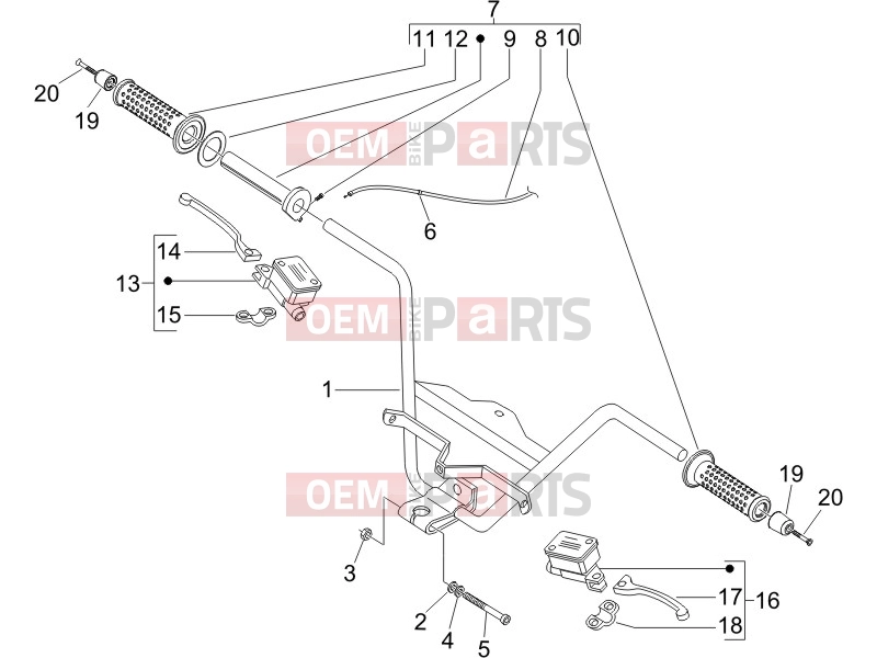 Handlebars/Steering » Handlebars - Master cil. - Piaggio X8 200 2006