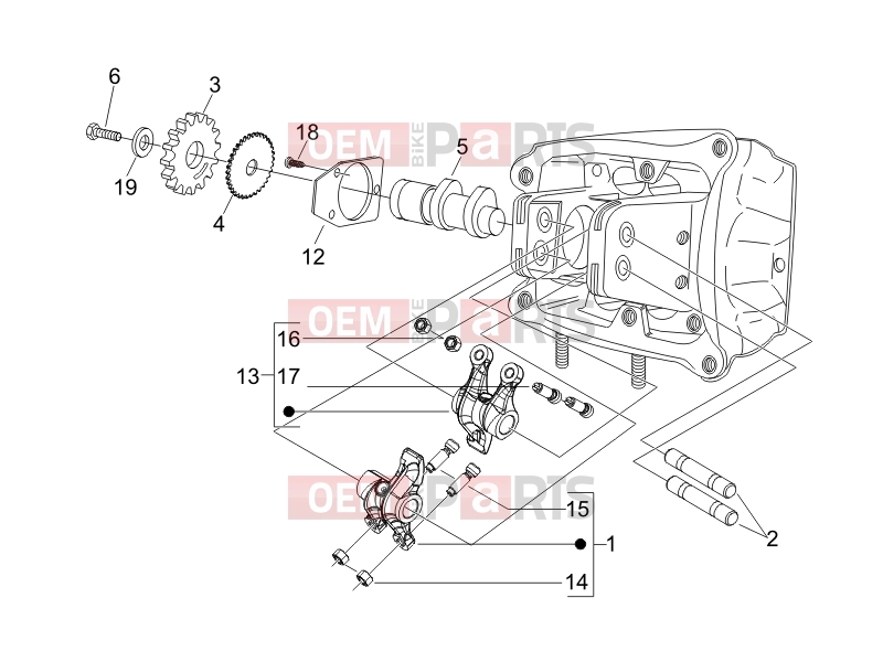 PIAGGIO X8 400 ie Engine » Rocking levers support unit