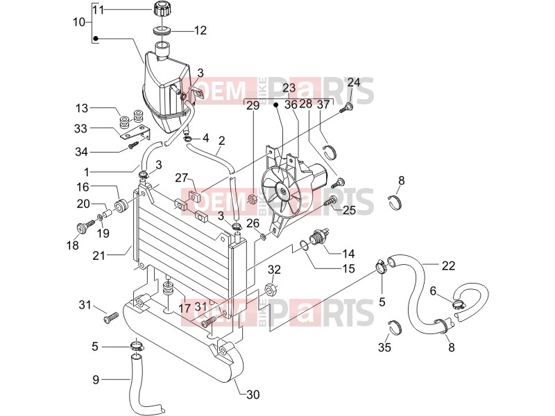PIAGGIO X9 125 Evolution Frame - Plastic parts - Coachwork » Cooling system