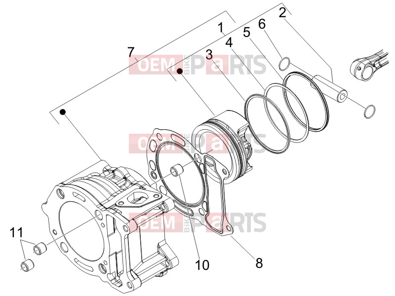 PIAGGIO X9 125 Evolution Engine » Cylinder-piston-wrist pin unit