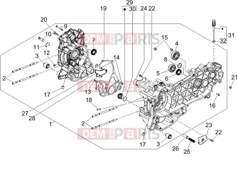 Engine » Crankcase - Piaggio X9 125 Evolution 2005