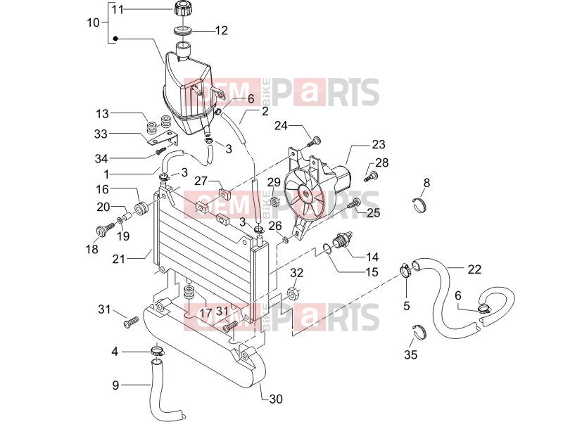 Frame - Plastic parts - Coachwork » Cooling system - Piaggio X9 125 Evolution 2006