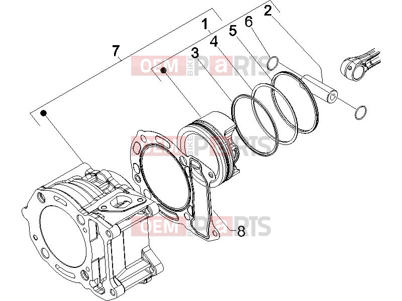 Engine » Cylinder-piston-wrist pin unit - Piaggio X9 125 Evolution 2006