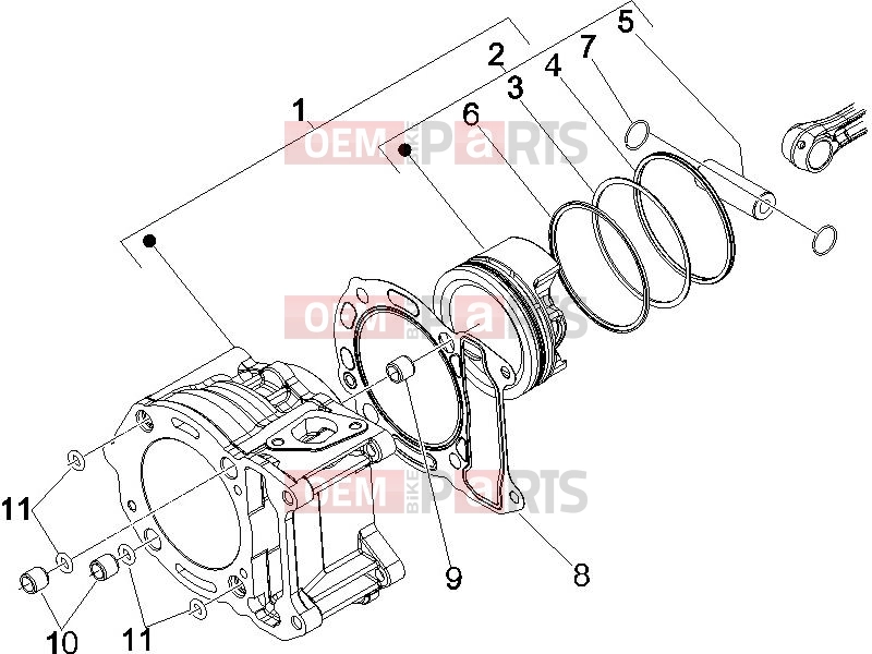 PIAGGIO X9 250 Evolution Engine » Cylinder-piston-wrist pin unit