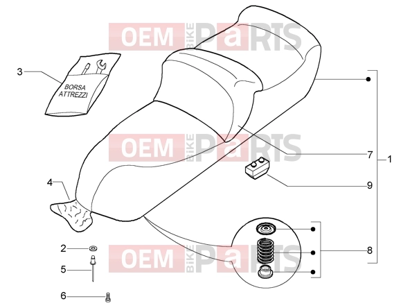 PIAGGIO Chassis » Saddle-tools kit