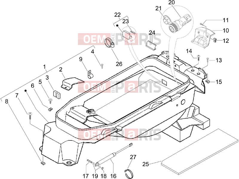 Frame - Plastic parts - Coachwork » Helmet huosing - Undersaddle - Piaggio X9 500 Evolution ABS 2006