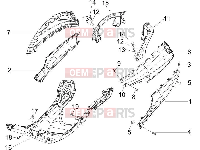 Frame - Plastic parts - Coachwork » Side cover - Spoiler - Piaggio X9 500 Evolution ABS 2006