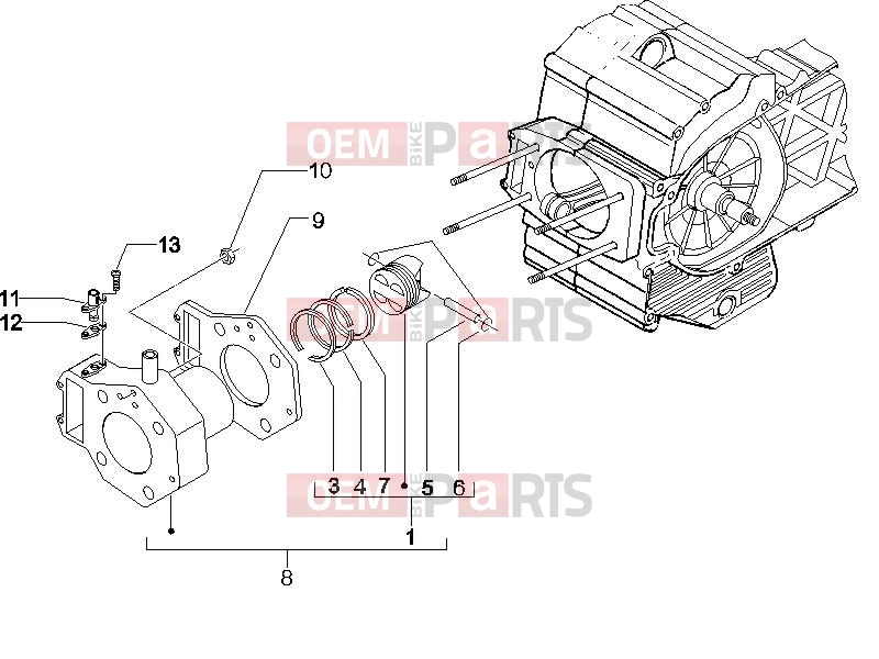 PIAGGIO X9 500 Evolution ABS Engine » Cylinder-piston-wrist pin unit