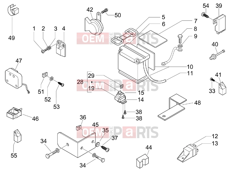 PIAGGIO X9 500 Evolution ABS Electrical system » Remote control switches - Battery - Horn