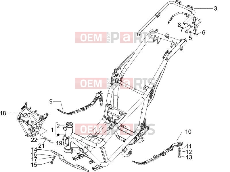 PIAGGIO X9 500 Evolution Frame - Plastic parts - Coachwork » Frame/bodywork