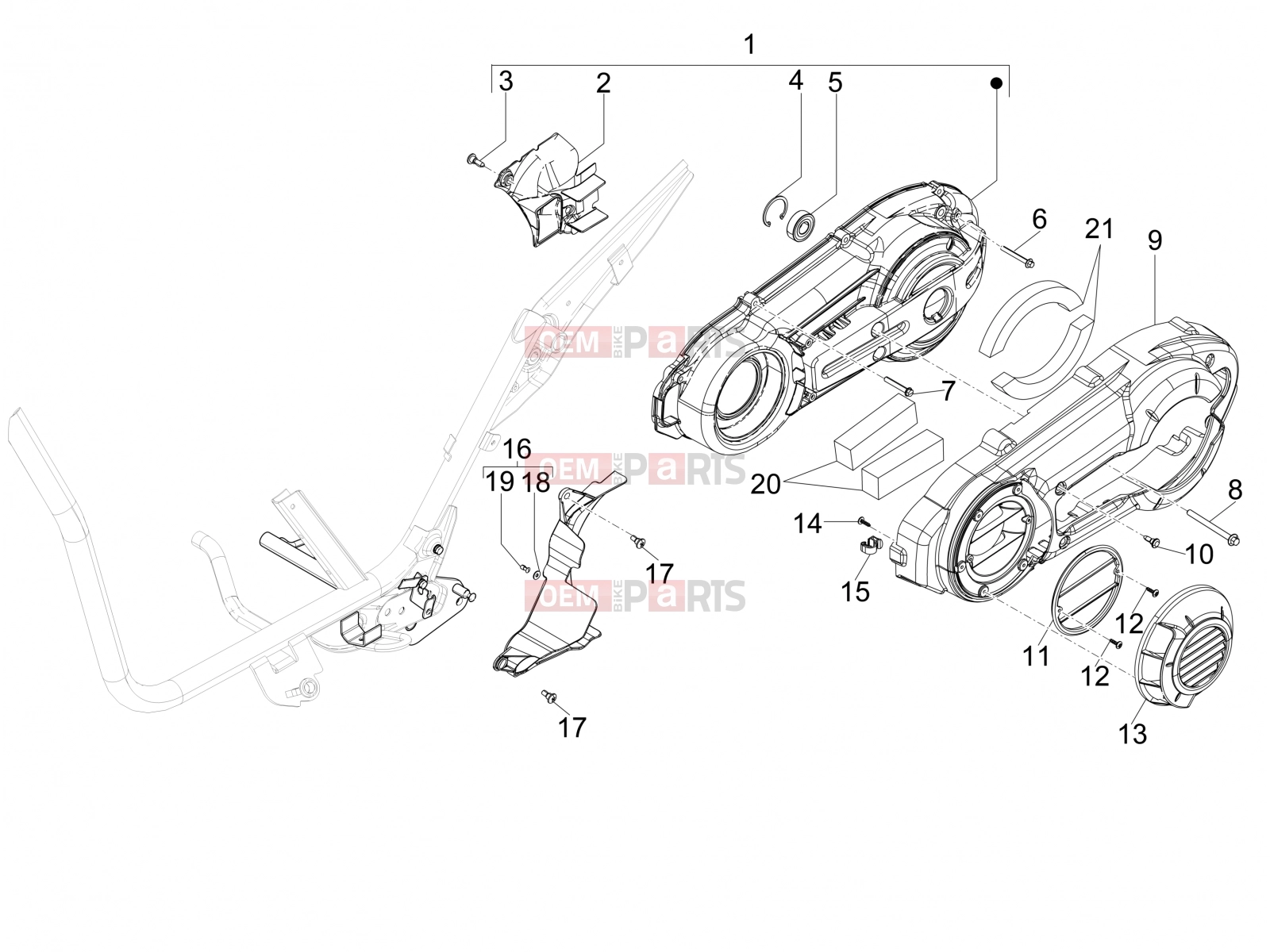 PIAGGIO X9 500 Evolution (USA) Engine » Crankcase cover - Crankcase cooling
