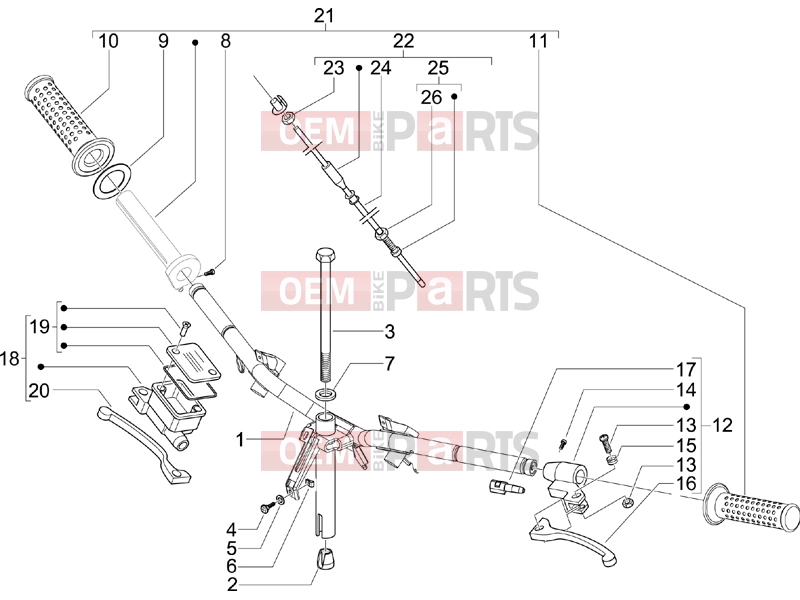 PIAGGIO Zip 100 4T Handlebars/Steering » Handlebars - Master cil.