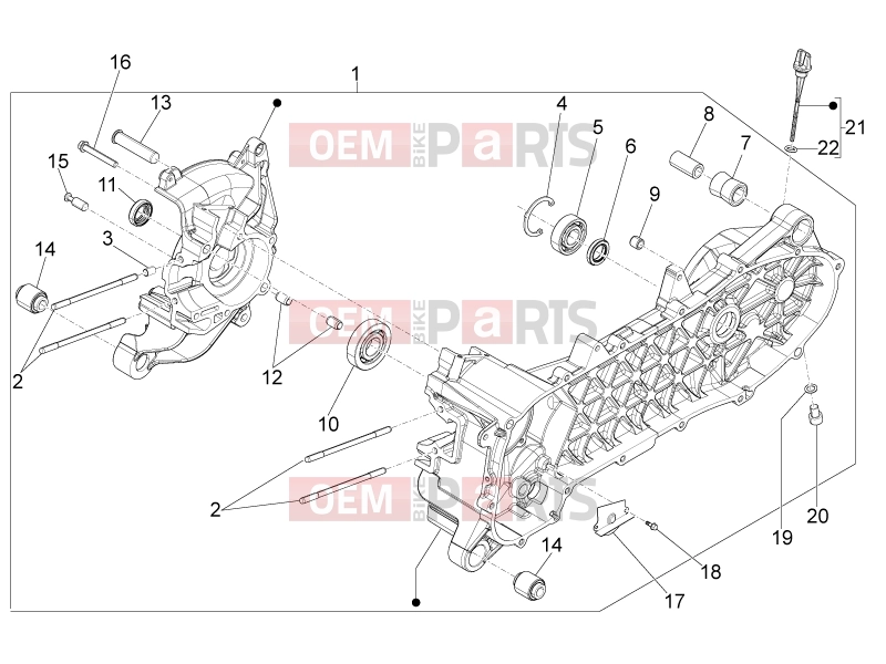 Engine » Crankcase - Piaggio Zip 100 4T 2011