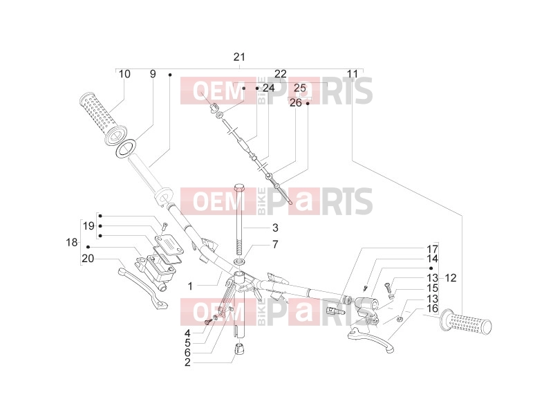 Handlebars/Steering » Handlebars - Master cil. - Piaggio Zip 50 2T 2013