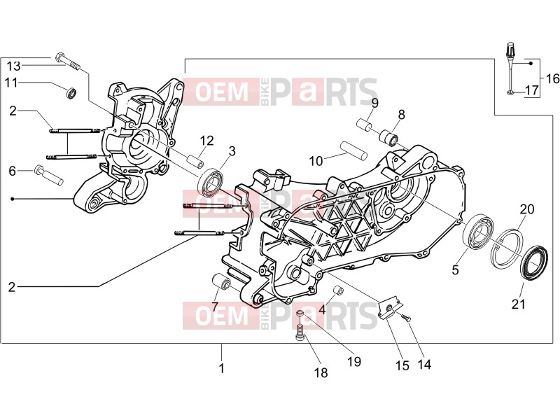 Engine » Crankcase - Piaggio Zip 50 4T 2009