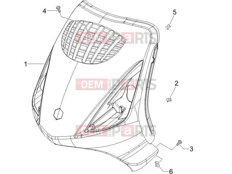 Frame - Plastic parts - Coachwork » Front shield - Piaggio Zip 50 4T 2019
