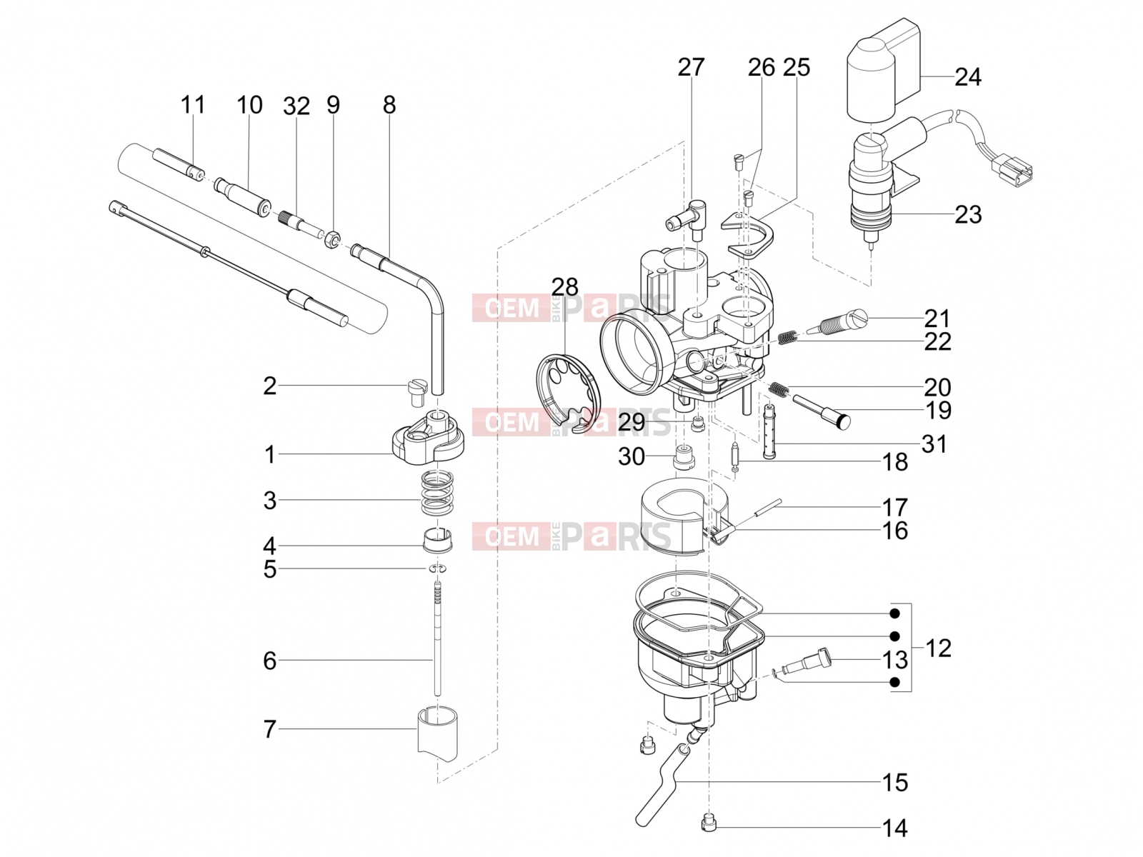 Engine » Carburetor's components - Piaggio Zip 50 SP 2008