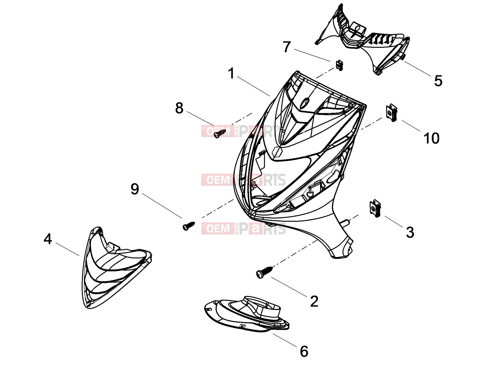 Frame - Plastic parts - Coachwork » Front shield - Piaggio Zip 50 SP 2010