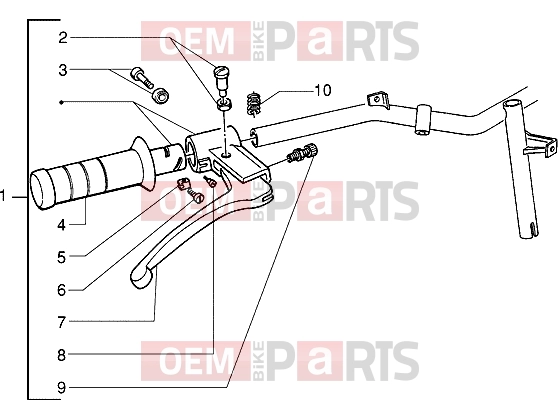 Handlebars » Handlebars component parts - Piaggio Zip 50 RST