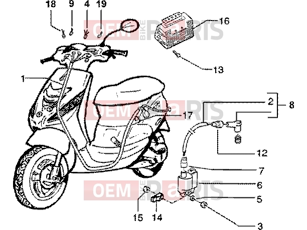 Electrical system » Electrical devices - Piaggio Zip SP 50
