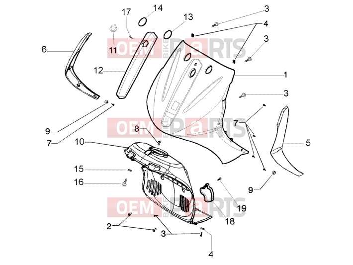 Chassis » Shield-wheel compartment - Piaggio Beverly 500 (EMEA)