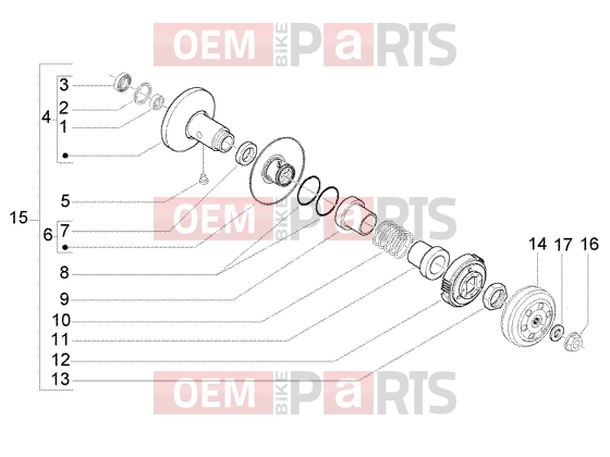 Engine » Driven pulley - Piaggio Fly 150 4T