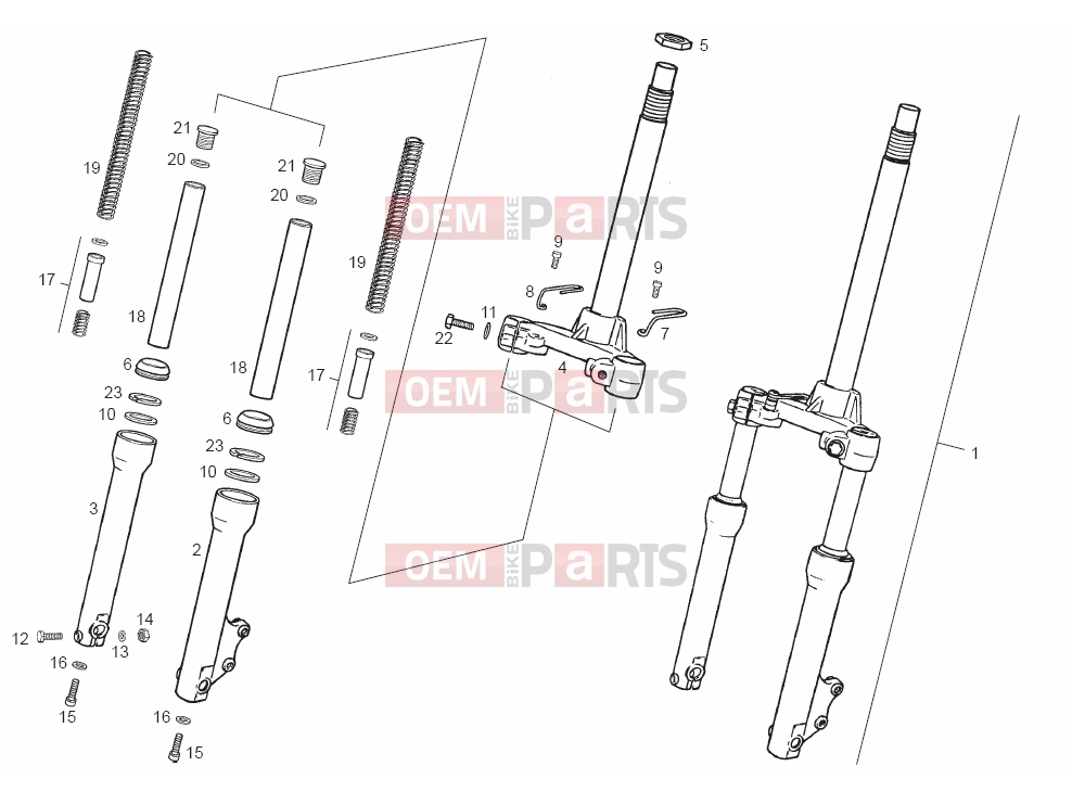 Tables » Front fork - Derbi Atlantis 50 2T 2007