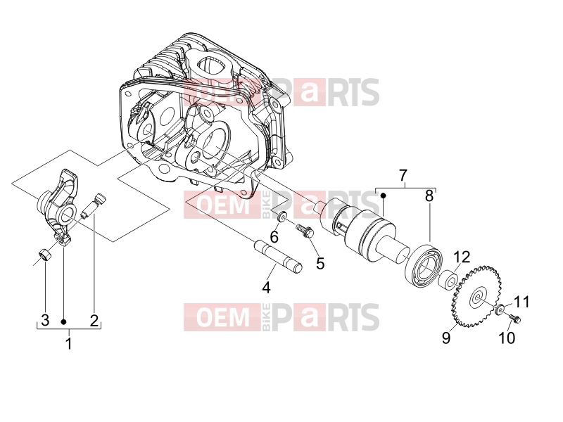 derbi Boulevard 100 4T Engine » Rocking levers support unit