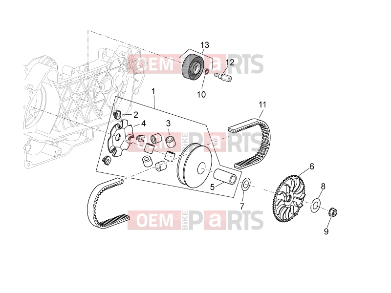derbi Rambla 300 Tables » Variator assembly