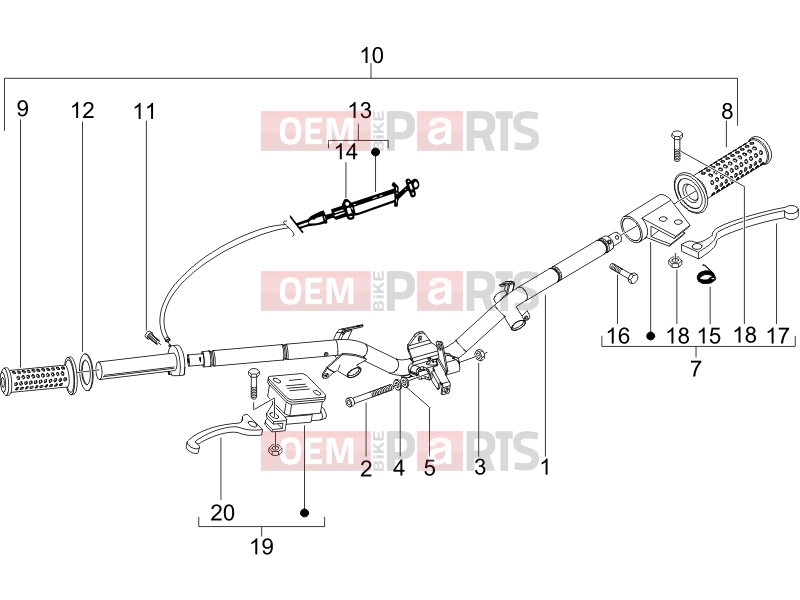 Handlebars/Steering » Handlebars - Master cil. - Derbi Sonar 50 2T 2011