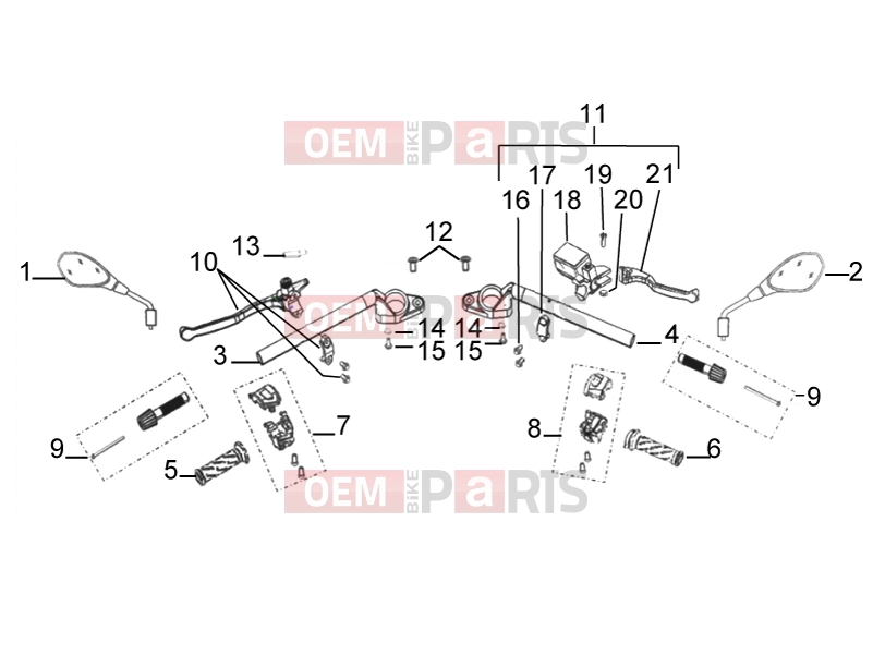 Frame » Handlebar assembly - Derbi STX 150 2015