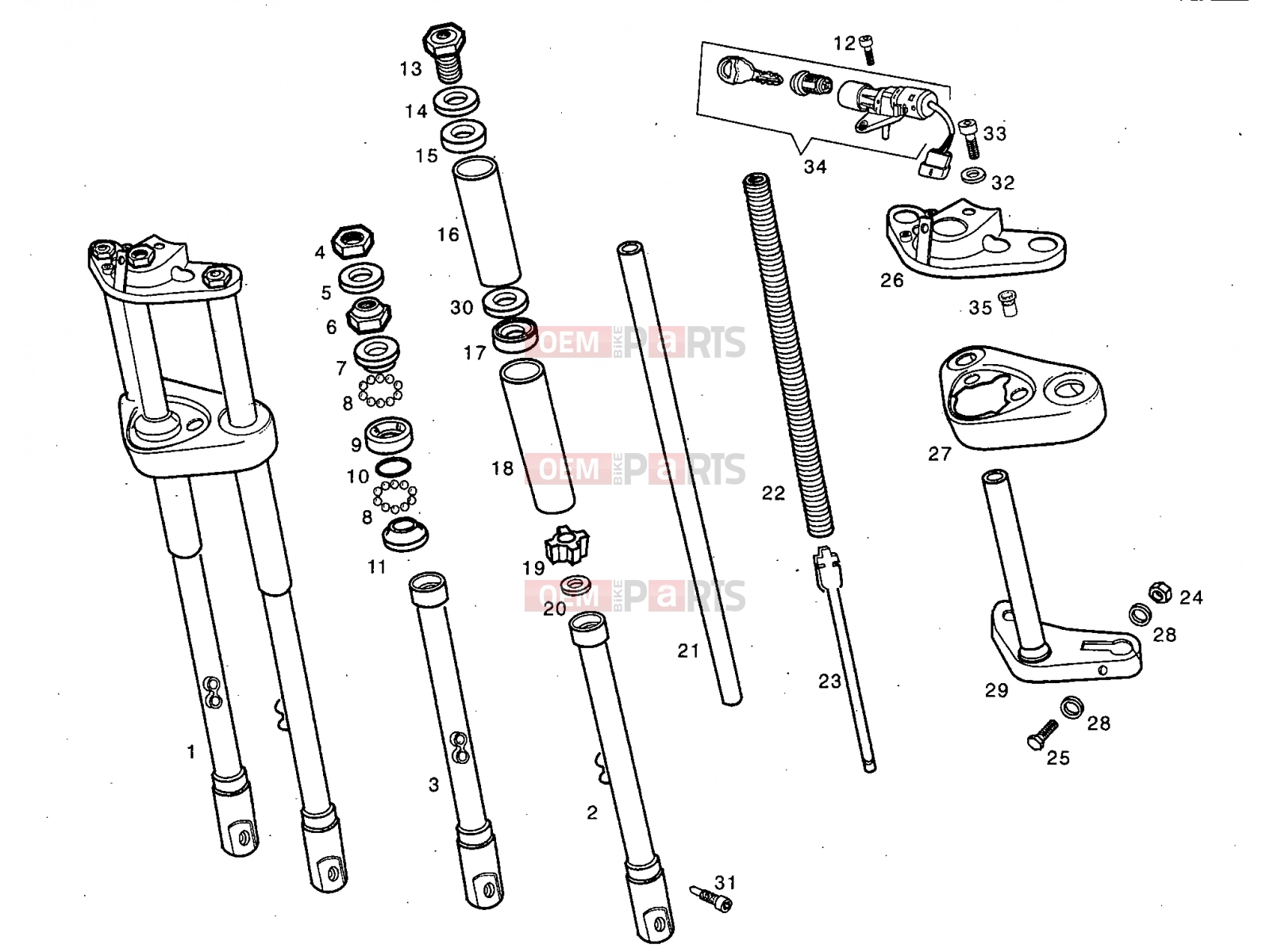 derbi Variant Courier 50 Tables » Front fork