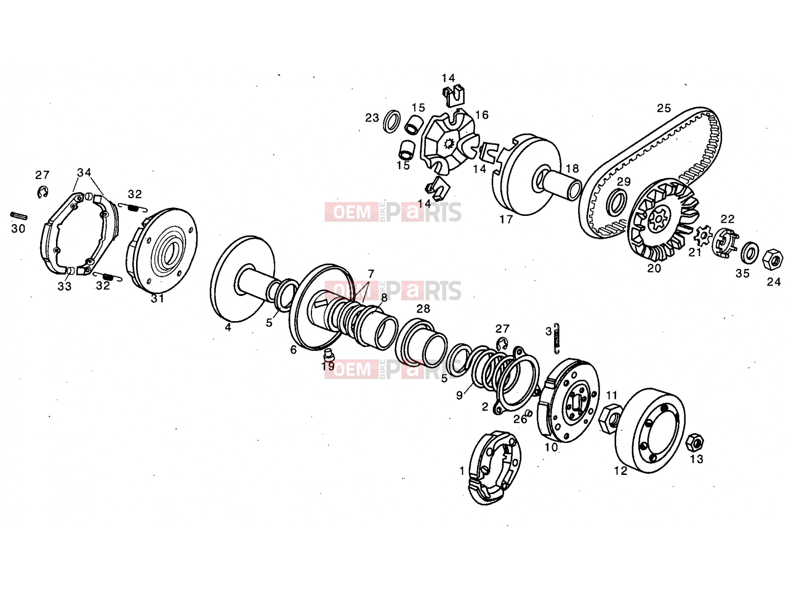 Tables » Variator - Derbi Variant Courier 50 2001