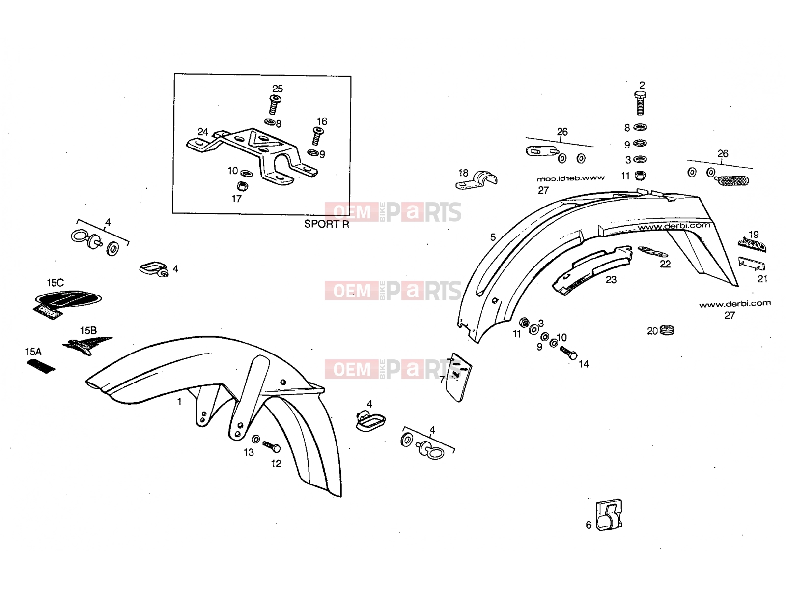 Tables » Front mudguard - Derbi Variant Start-Stop 50 1999
