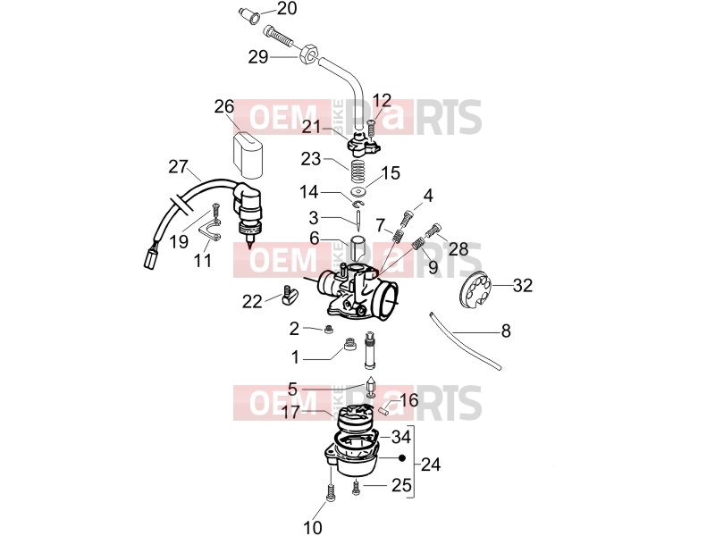 gilera 2006 DNA 50 Engine » Carburetor's components