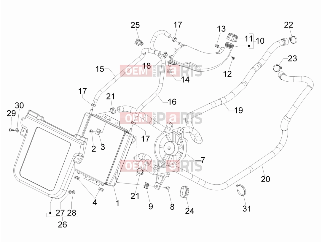 gilera 2007 Fuoco 500 Frame - Plastic parts - Coachwork » Cooling system
