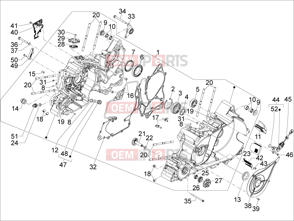 gilera 2009 GP 800 Engine » Crankcase
