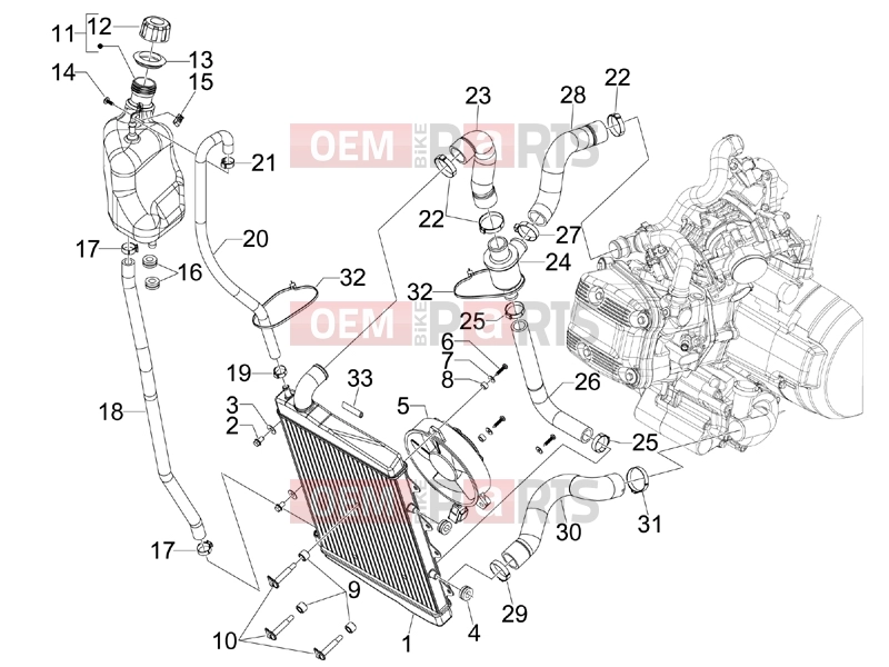 Frame - Plastic parts - Coachwork » Cooling system - Gilera GP 800 Centenario 2009