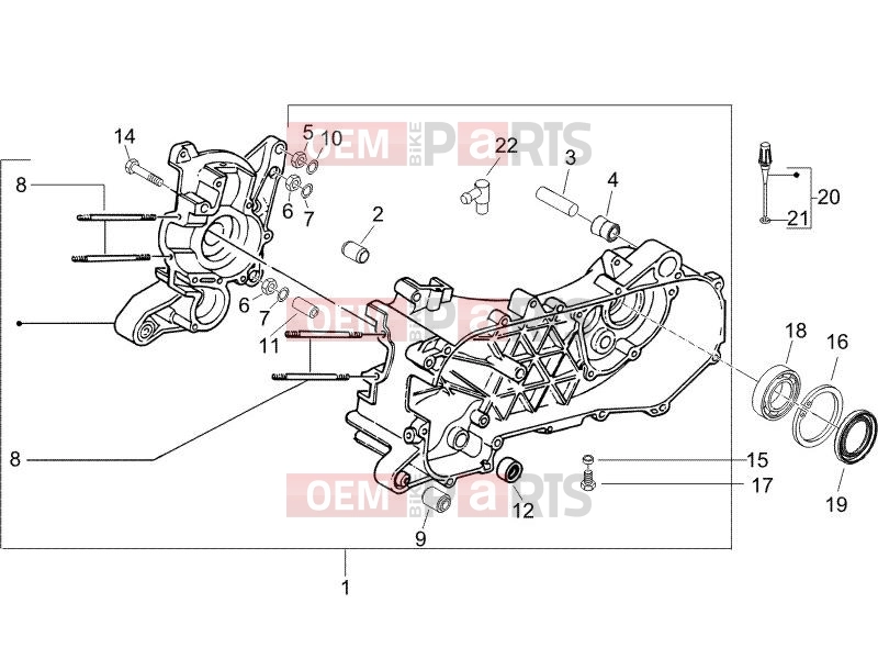 gilera 2011 Runner 50 Pure Jet Engine » Crankcase