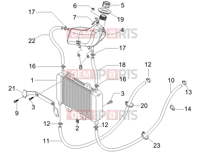 Frame - Plastic parts - Coachwork » Cooling system - Gilera Runner 50 SP 2012