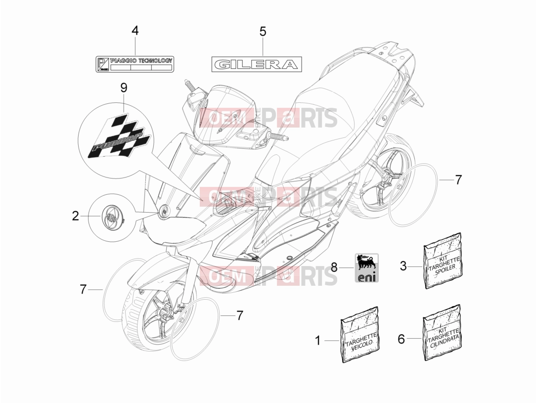 gilera 2012 Runner 50 SP Frame - Plastic parts - Coachwork » Plates - Emblems