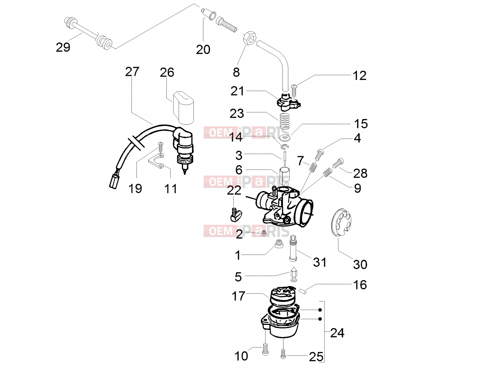 gilera 2014 Runner 50 SP Engine » Carburetor's components