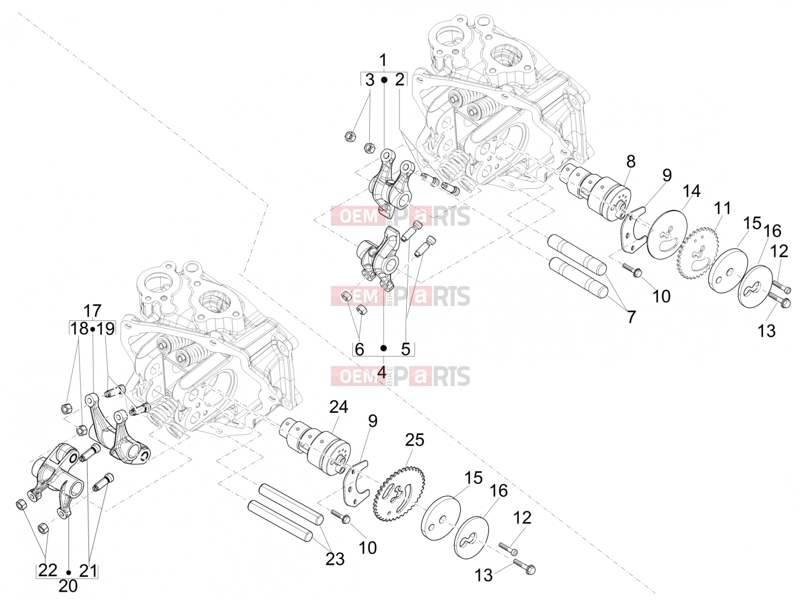 gilera 2012 Runner 125 ST 4T Engine » Rocking levers support unit
