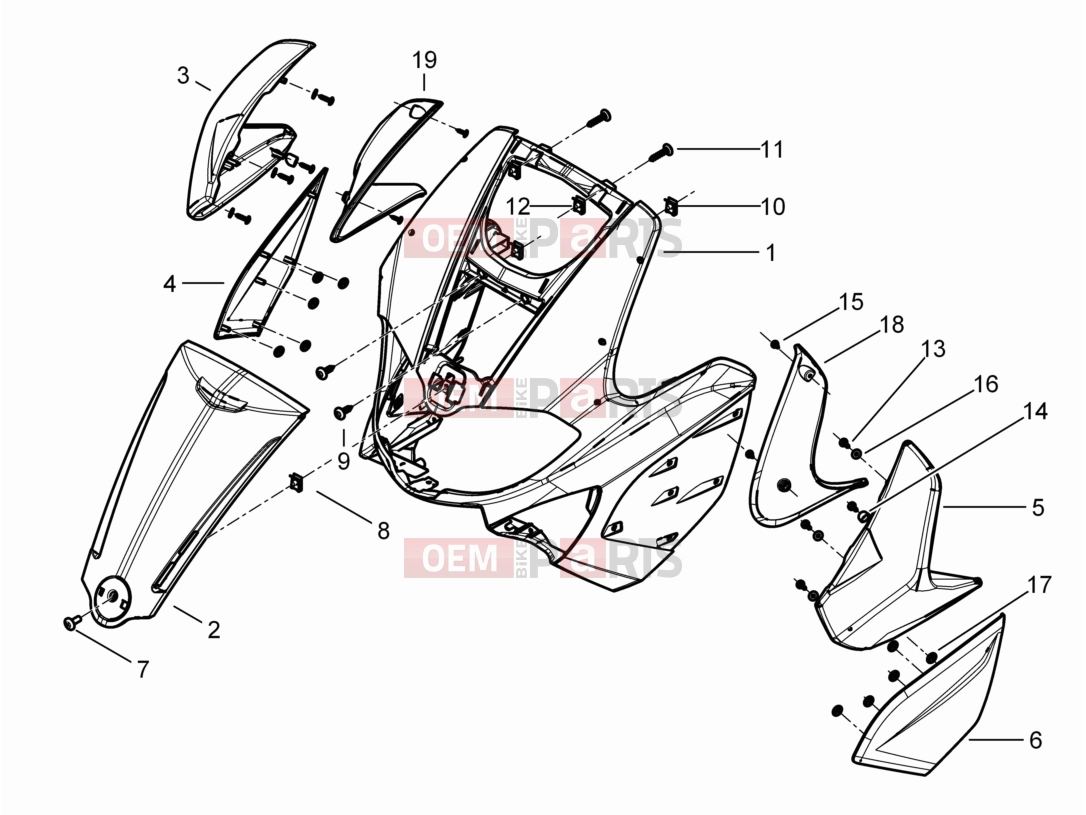 Frame - Plastic parts - Coachwork » Front shield - Gilera Runner 200 ST 4T 2012